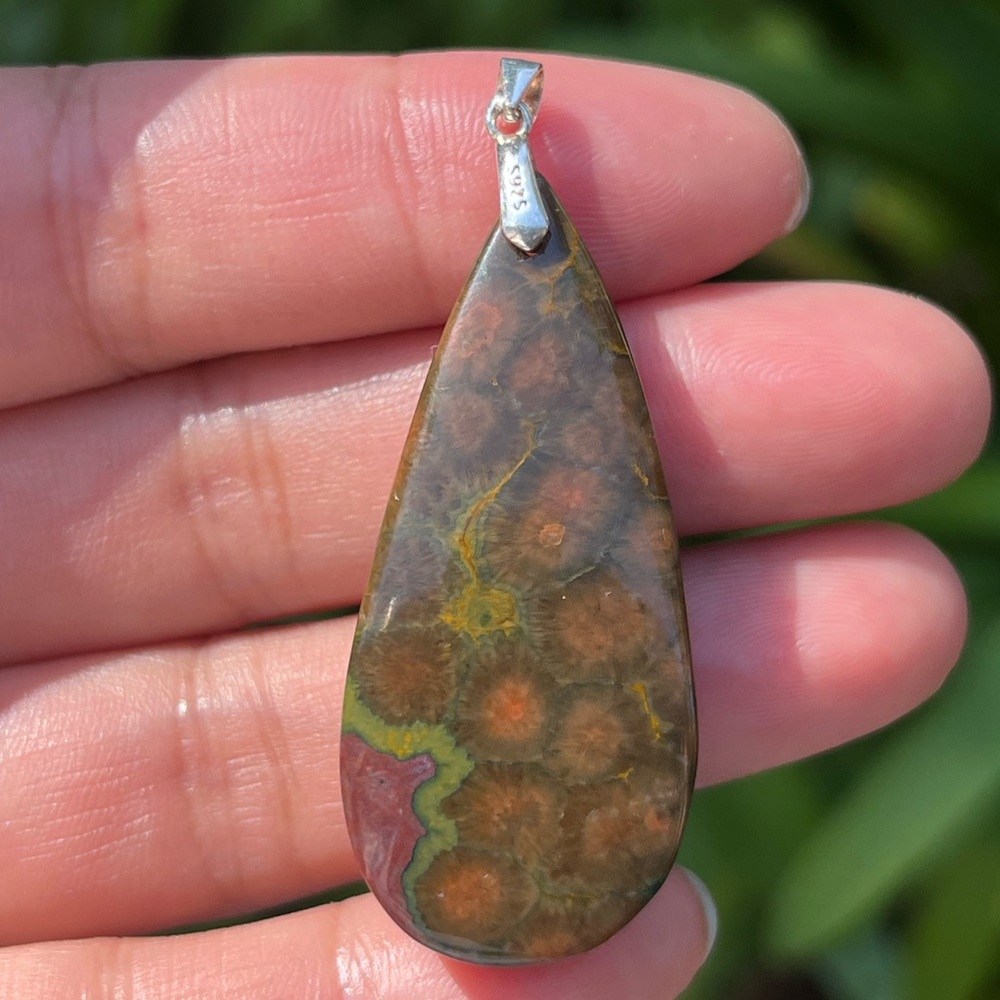 Sterling silver long ocean jasper pendant 2022 - Picture 7 of 7